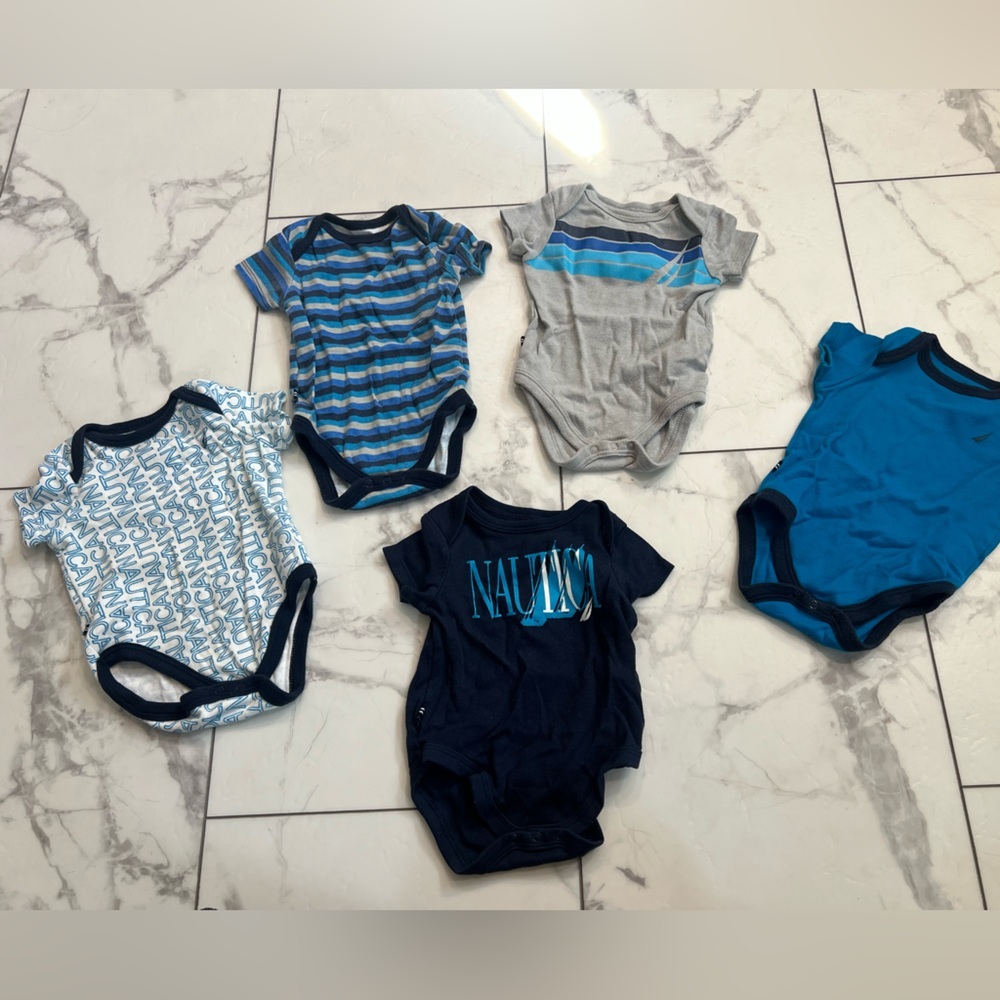 Nautica Blue and Gray Kids Bodysuits Set